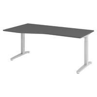 SCHREIBTISCH Serie-XB 100/180/74 cm in Graphitfarben/Silberfarben - Silberfarben/Graphitfarben, Holzwerkstoff (100/180/74cm) - bümö