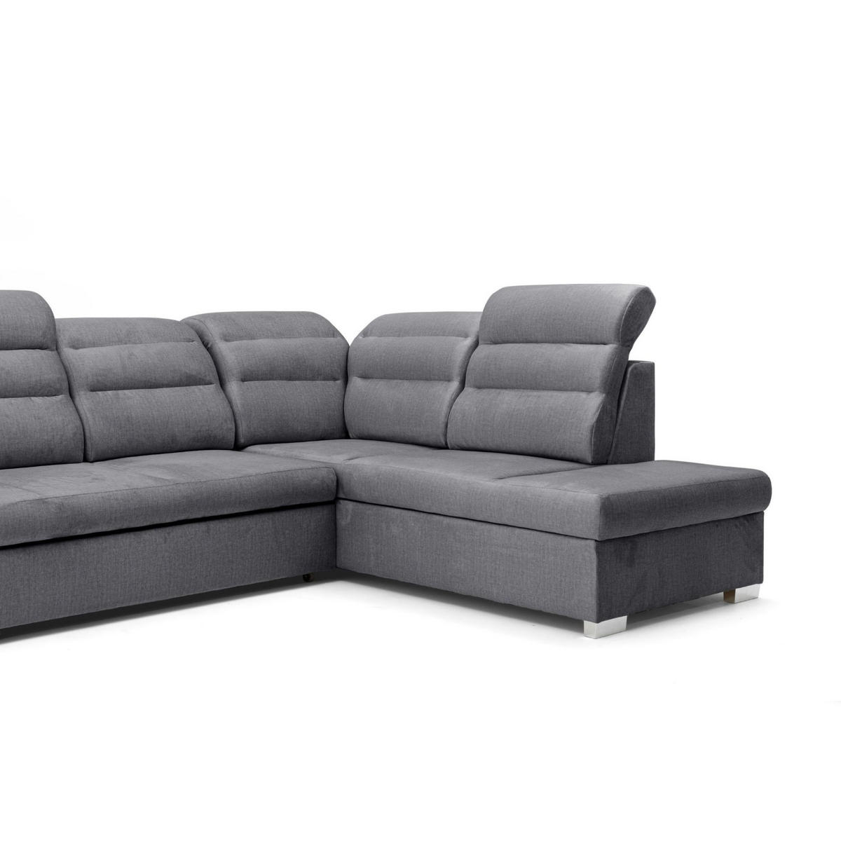 ECKSOFA U-Form CLOUD U Rechts mit Schlaffunktion 120x252 Velours Dunkelgrau - Dunkelgrau/Silberfarben, Holz/Kunststoff (202/103/320cm) - Muffo