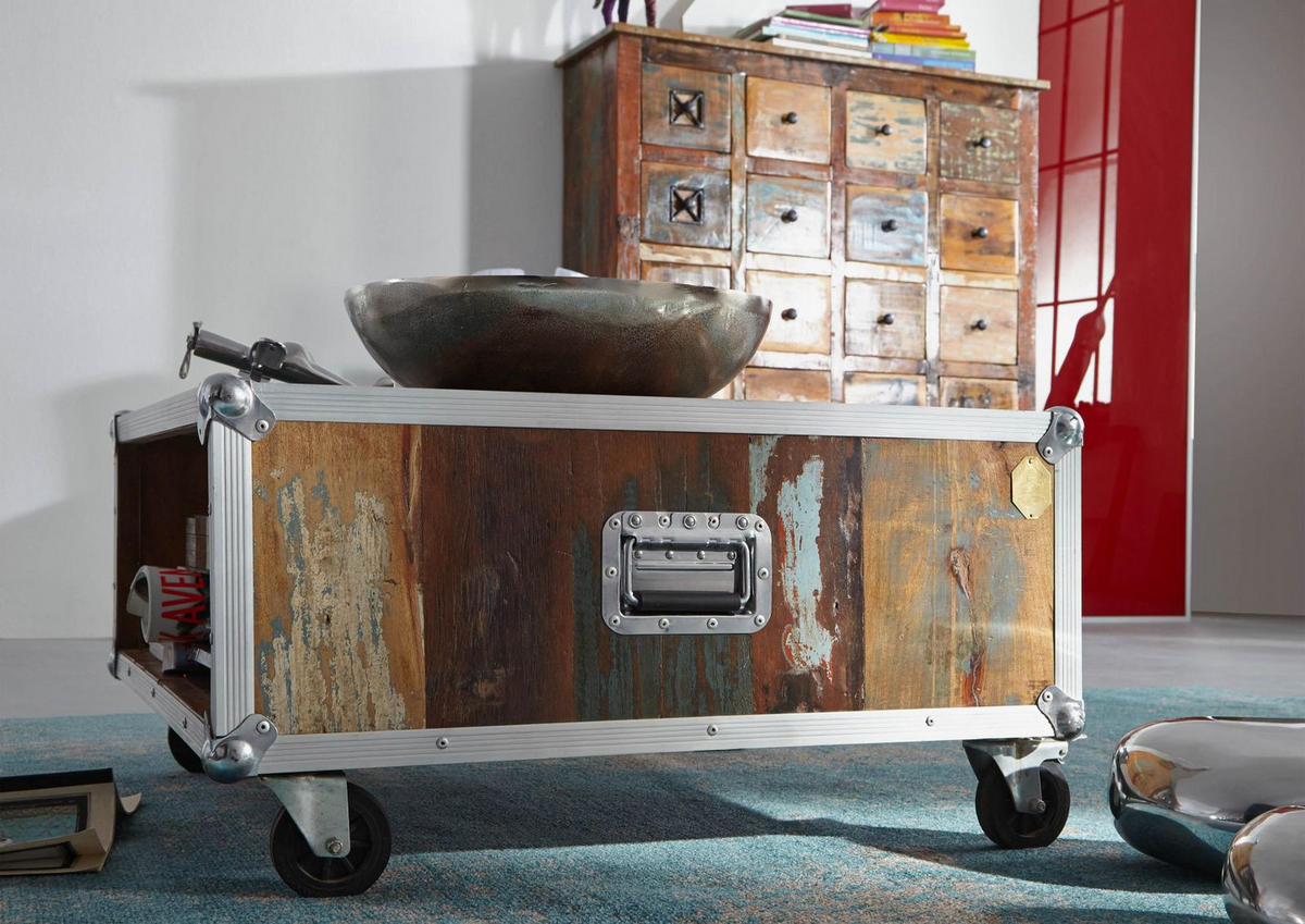 COUCHTISCH Altholz 80x80x42 mehrfarbig lackiert INDUSTRIAL #101 - Multicolor, Holzwerkstoff (80/80/42cm) - Massivmoebel24