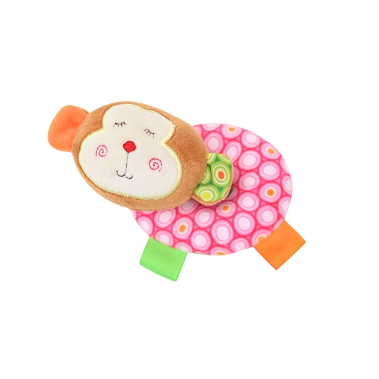 BABYRASSEL Tiere braun Greifling aus Plüsch, leuchtende Farben, ab Geburt, weiche Haptik - Braun, Textil (8/6/11cm) - Lorelli