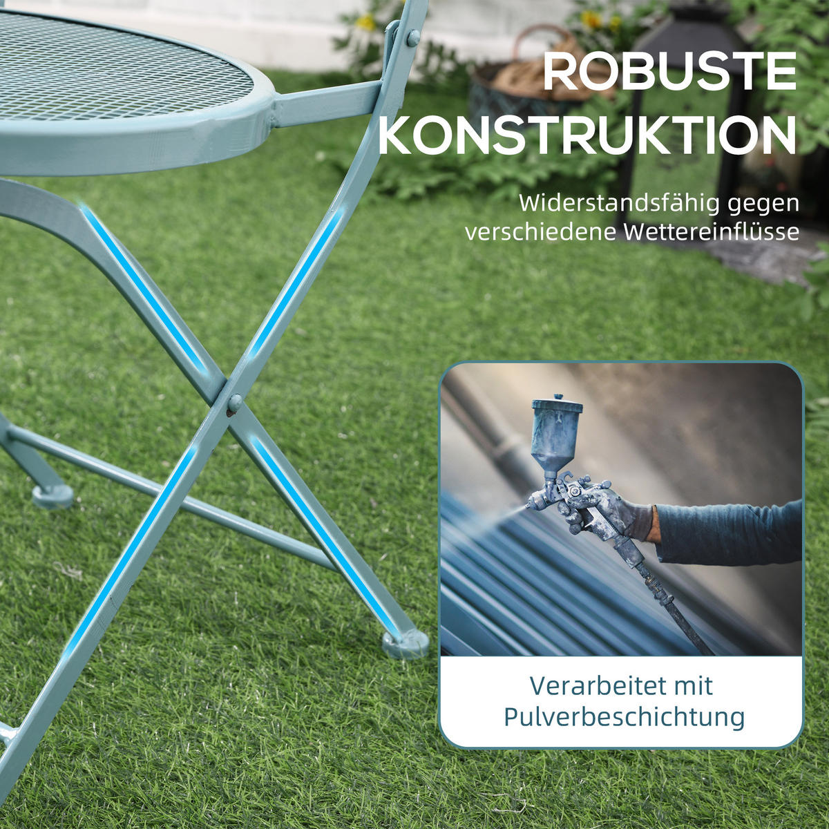 GARTENMÖBEL Set, Metall, Hellblau - Hellblau, Metall - Outsunny