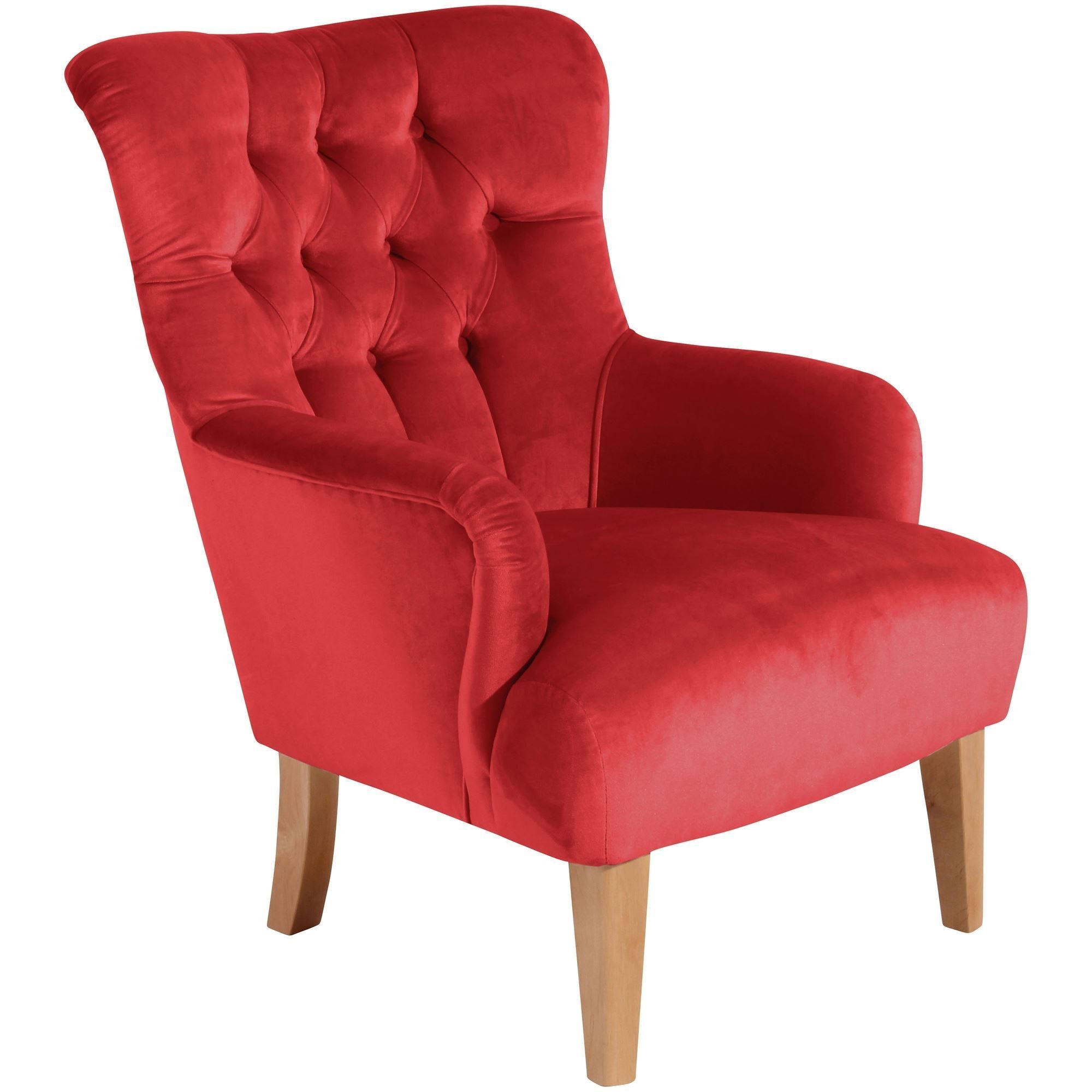 SESSEL Kaiya Bezug Samtvelours Buche natur / rot - Rot, Kunststoff (71/97/82cm) - 58aufmkessel