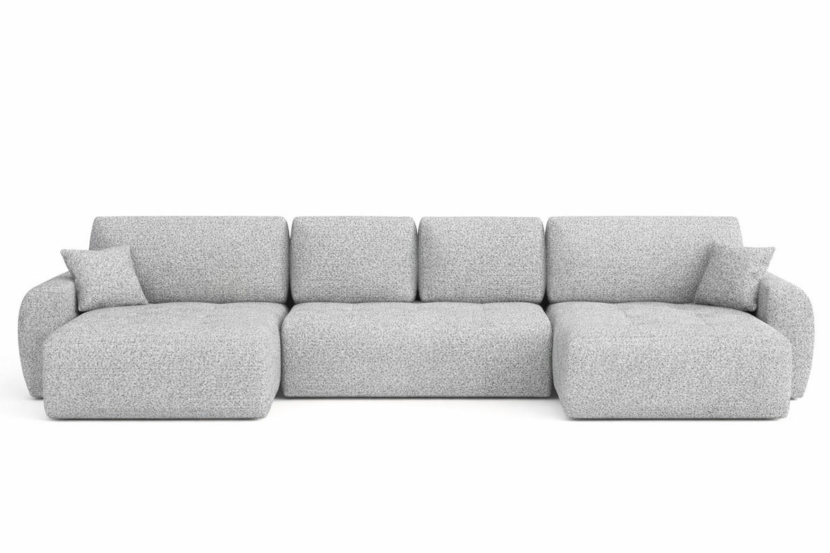 ECKSOFA Mit Schlaffunktion Und Bettkasten U-Form Ivo U, Chenillestoff Artico, Cement - Hellgrau, Holz (342/142cm) - Kaiser Möbel
