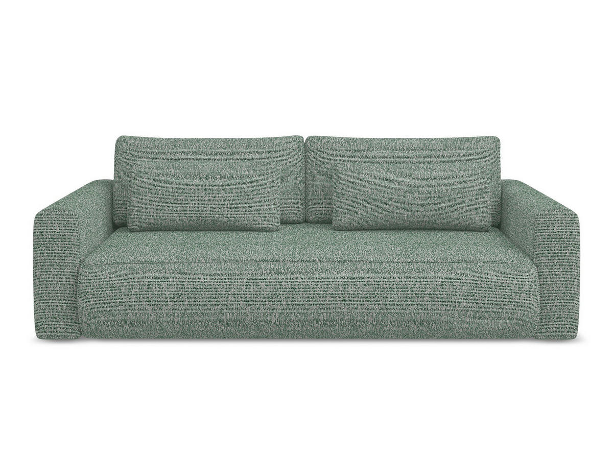 3-SITZER SOFA mit Schlaffunktion Strukturstoff Stoff Grün - Schwarz/Hellgrün, Kunststoff/Textil (238/82/105cm) - Makamii