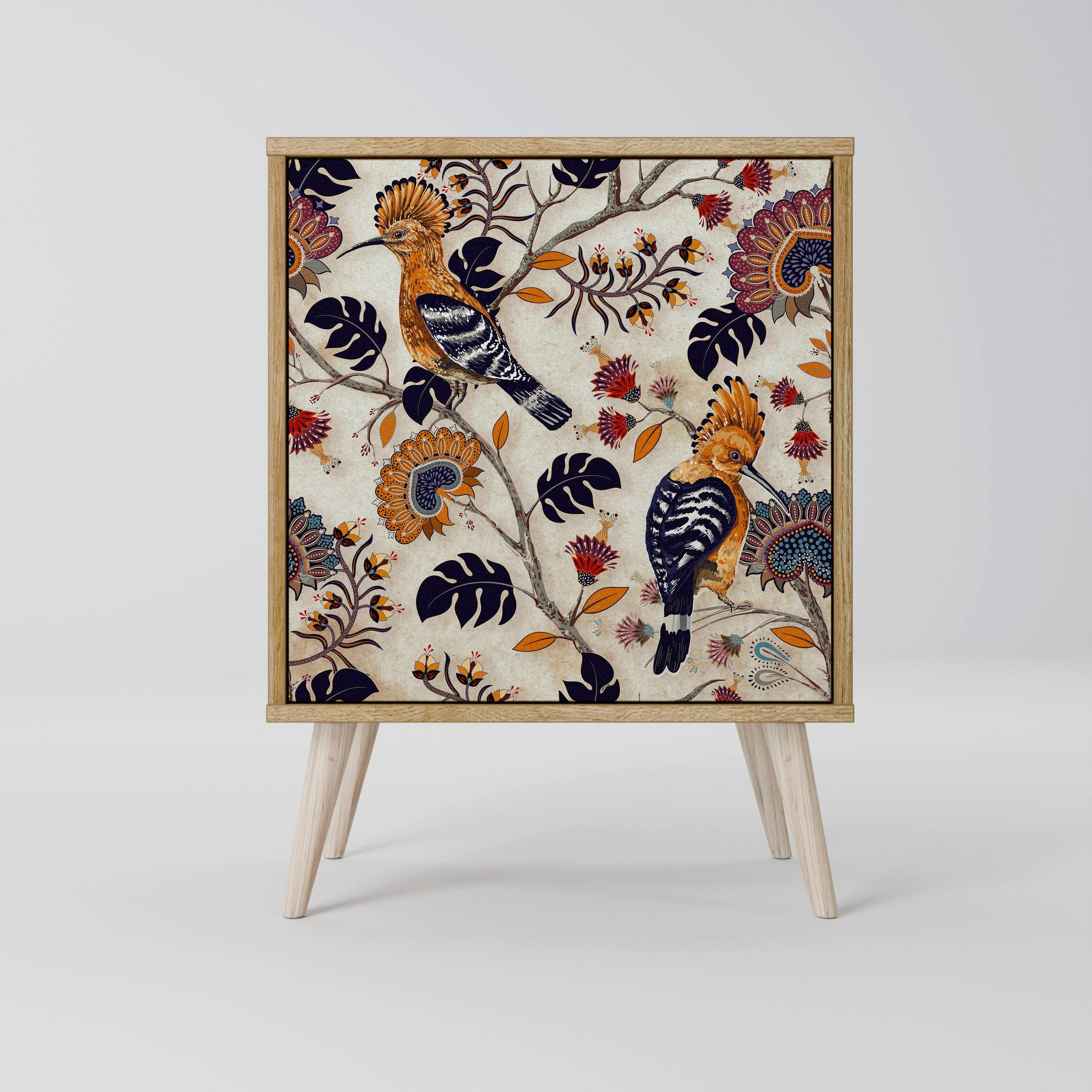 SIDEBOARD EMINENT HOOPOE, Eichefarben, 57,5x42x77,5 cm, Schräge Buchenholzfüße - Eichefarben/Buchefarben, Holzwerkstoff/Buchenholz (57.5/77.5/42cm) - SpaceRebels