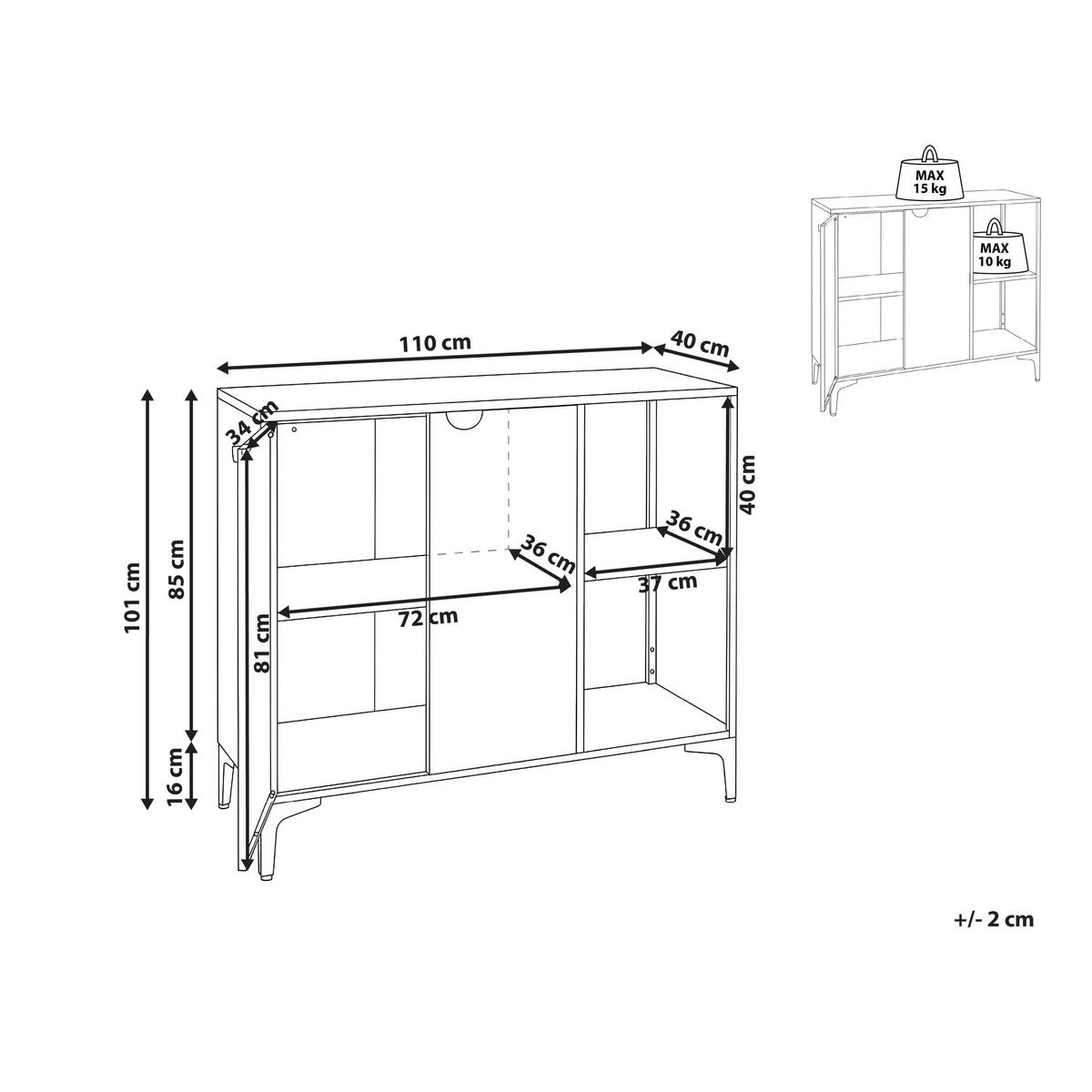 SIDEBOARD se 2 dveřmi Kov Béžový Ardura - béžová, kov (110/101/40cm) - Beliani