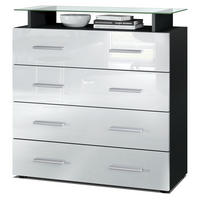 KOMMODE Pavos Weiß Hochglanz - Weiß Hochglanz, Holzwerkstoff (76/81/35cm) - Vladon
