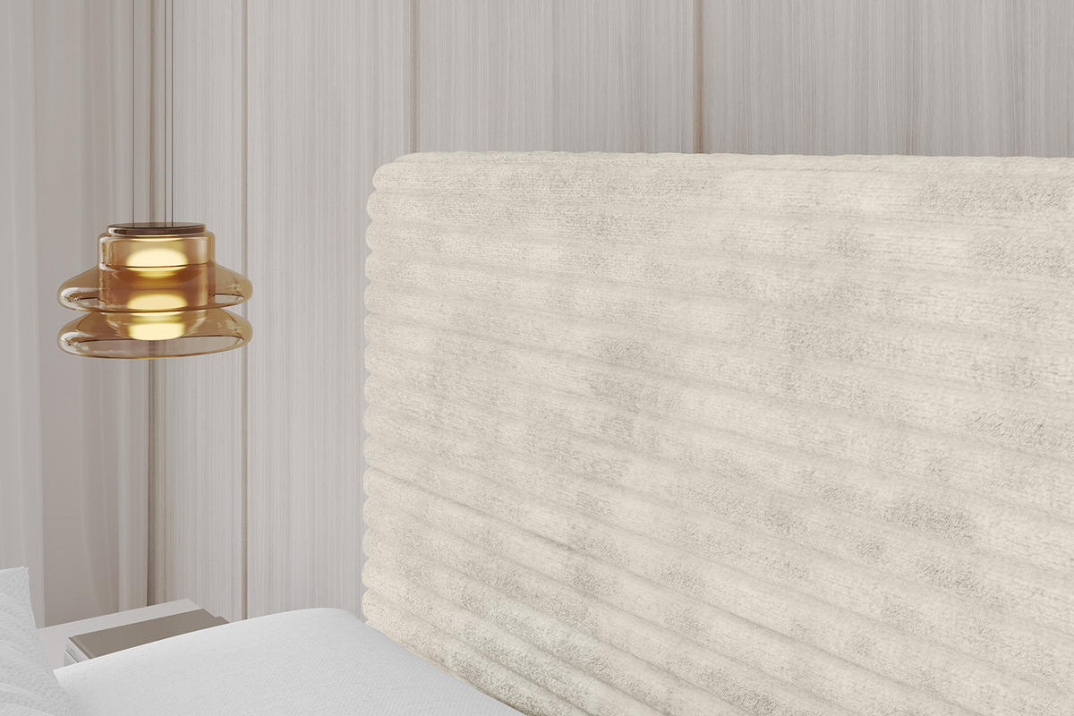 POLSTERBETT mit Bettkasten und Lattenrost, Bett mit Matratze H3/H4 - ALOVA - Beige, Holzwerkstoff/Textil (180/200cm) - ALTDECOR