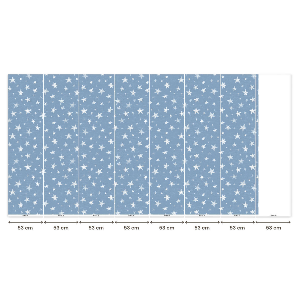 KINDERTAPETE - Sterne - Muster - Blau - 350x200 cm - Hellblau, Papier (350/200cm) - OnlyWow