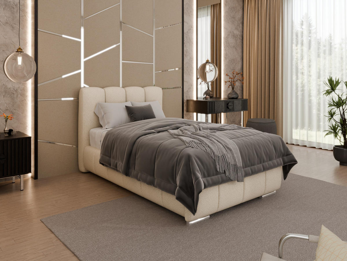 POLSTERBETT Zaira 100x200cm – Elegantes Polsterbett für modernen Wohnstil , ohne matratze, beige - Beige, Holz (100/200cm) - Panda Möbel