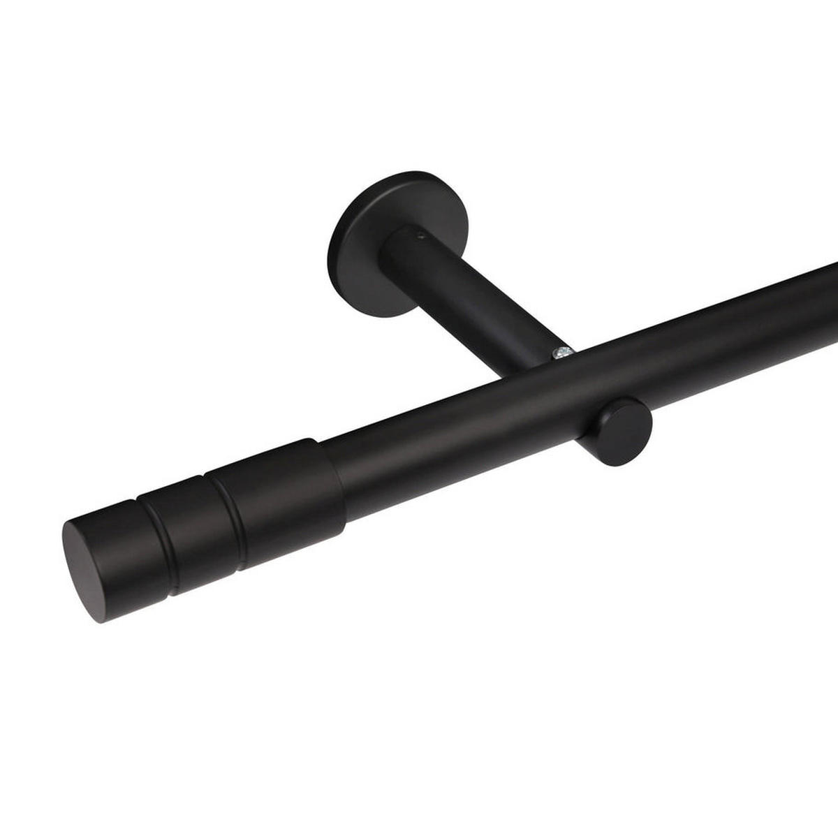 GARDINENSTANGE 1-Lauf Zylinder - Schwarz, Metall (60cm)