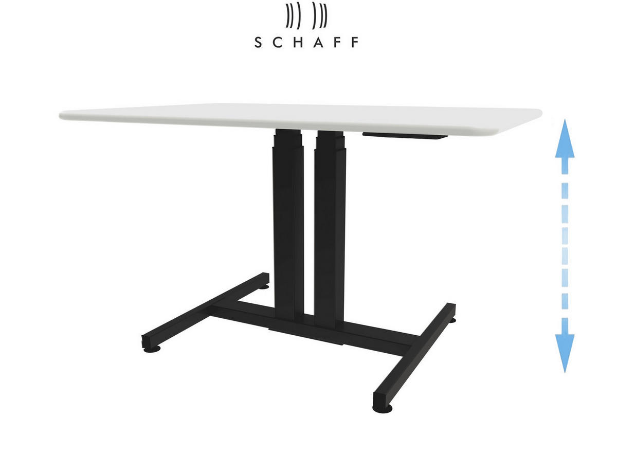 SCHREIBTISCH höhenverstellbar Progress Gasfeder 120x80 cm - Weiß, Metall (120/80/64cm) - Schaff