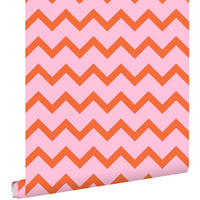 TAPETE Zickzack-Motiv 50 x 900 cm - Orange, Papier (50/0.1cm) - ESTAhome