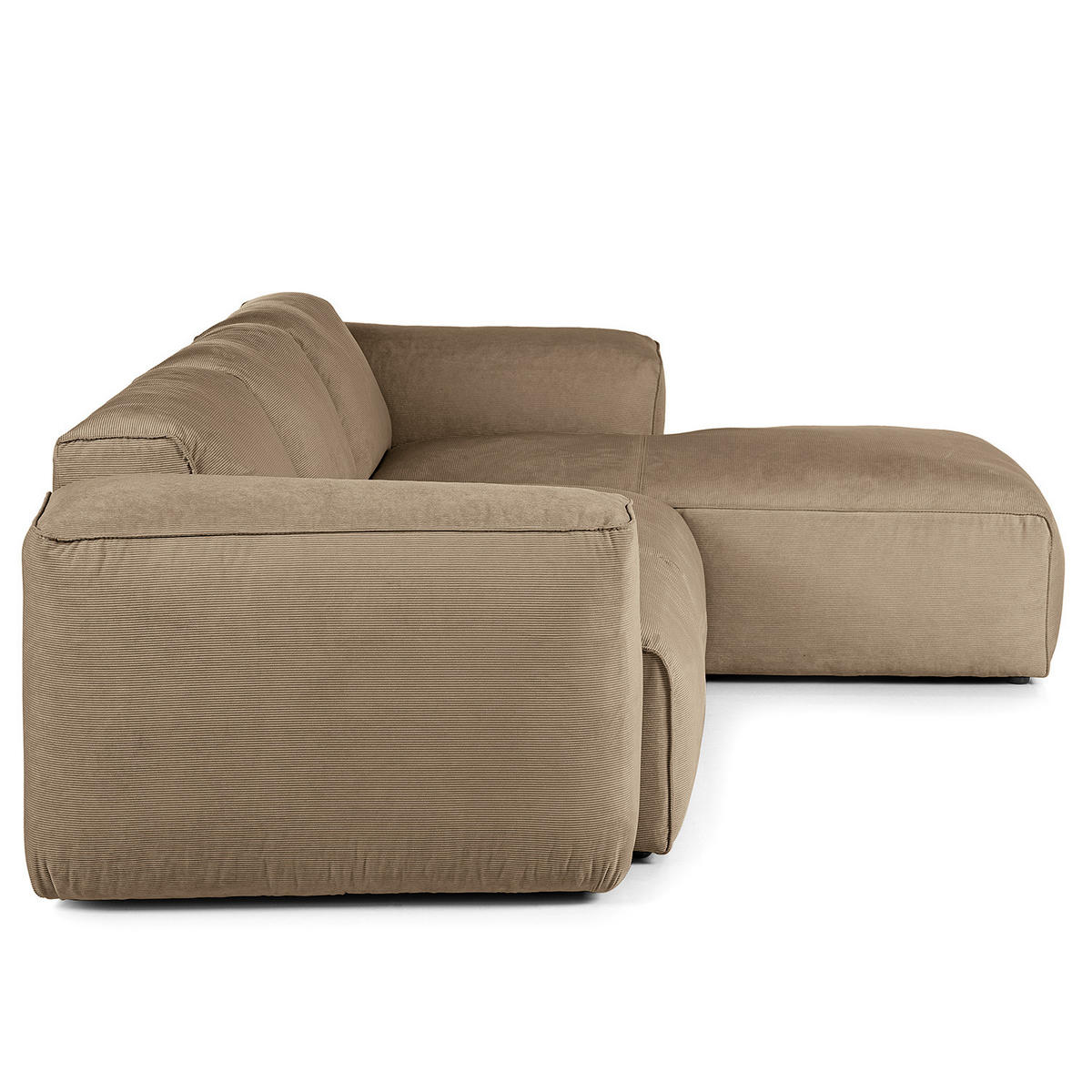 3-SITZER ECKSOFA mit Longchair - Taupe/Schwarz, Kunststoff/Textil (251/173cm) - home24