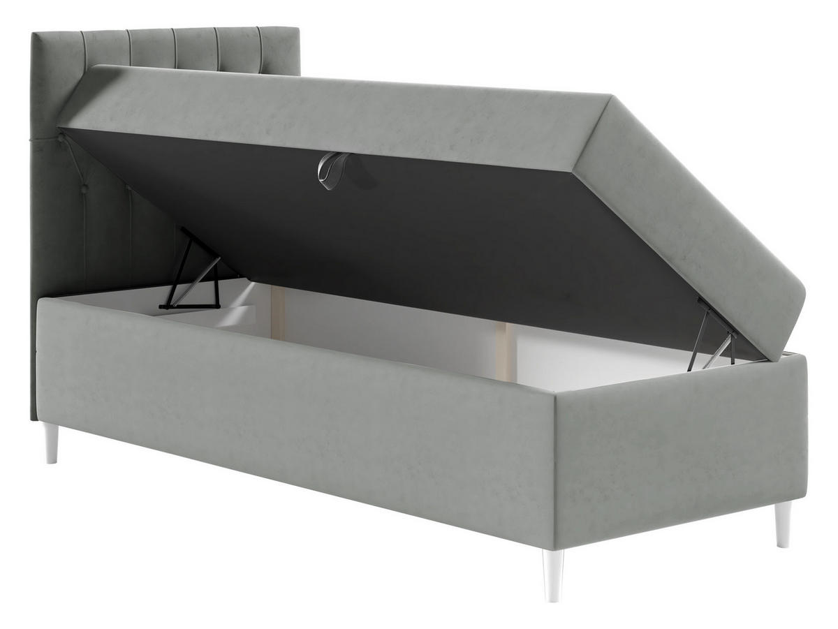 BOXBETT Filip Junior 1, Seite zum Öffnen des Bettkastens: Links - Schwarz/Weiß, Holz (90/200cm) - MIRJAN24