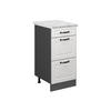 KÜCHENSCHRANK R-Line Weiß Landhaus 40 cm AP Marmor - Anthrazit/Creme, Holzwerkstoff (40/81.6/60cm) - Vicco