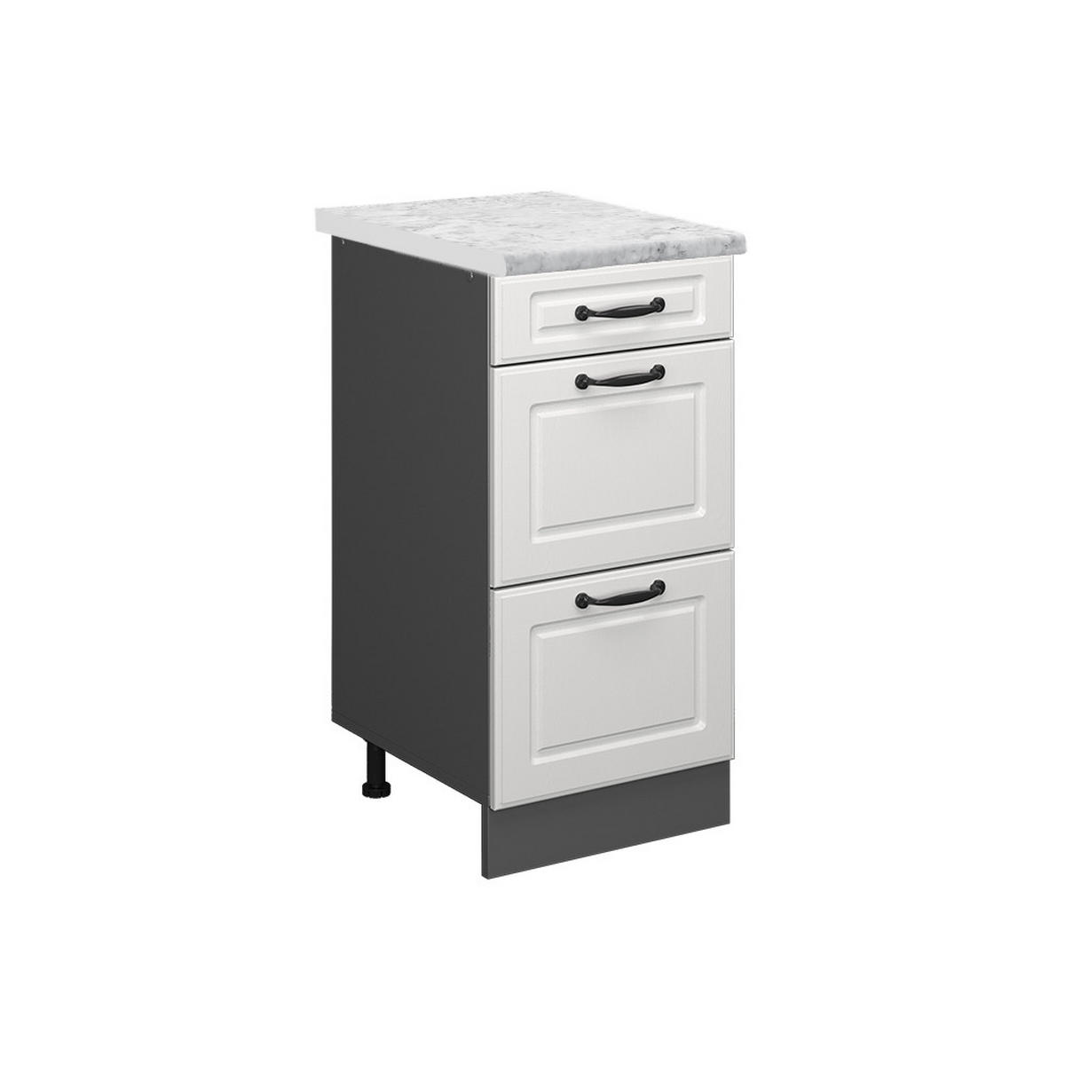 KÜCHENSCHRANK R-Line Weiß Landhaus 40 cm AP Marmor - Anthrazit/Weiß, Holzwerkstoff (40/81.6/60cm) - Vicco