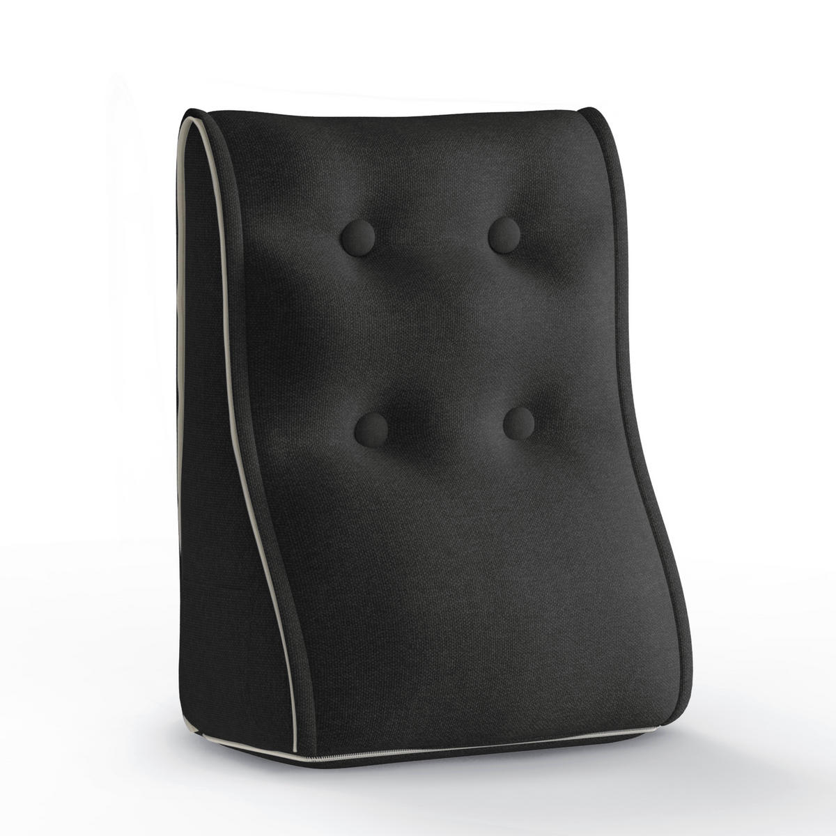 RÜCKENKISSEN Kopfteilkissen Polyesterleinen Anthrazitgrau 40/22cm - Anthrazit, Textil (22/40cm) - Vercart