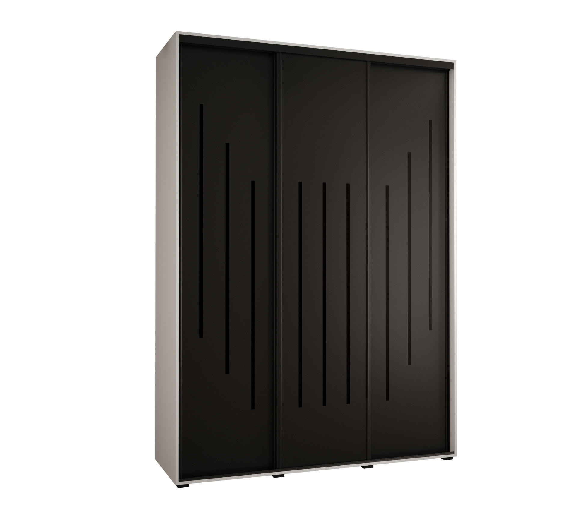Abiks Möbel Schwebetürenschrank Weiß, Schwarz, Schwarz 170x235x60 cm