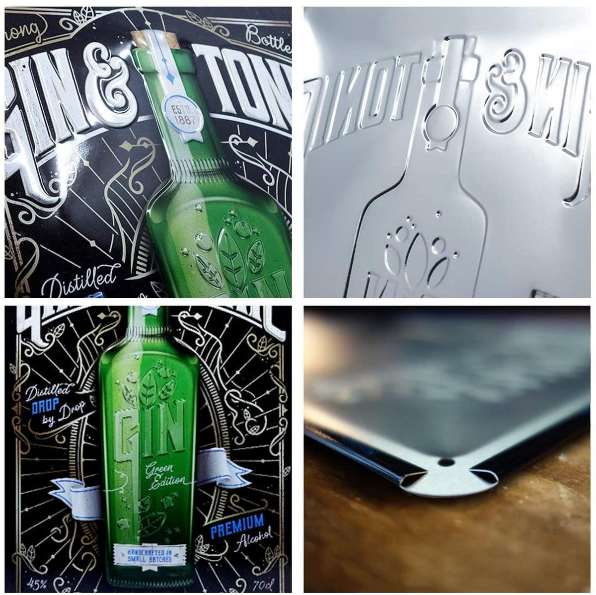 BLECHSCHILD 30/40 cm Open Bar Gin & Tonic Green Edition - Multicolor, Metall (30/40/0.2cm) - Nostalgic-Art