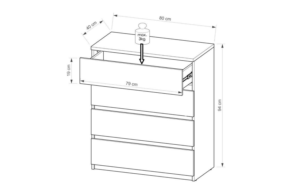 KINDERKOMMODE ARCO 05 80cm in Weiß Arctic Matt - Weiß, Holzwerkstoff (80/94/40cm) - Deine Möbel 24