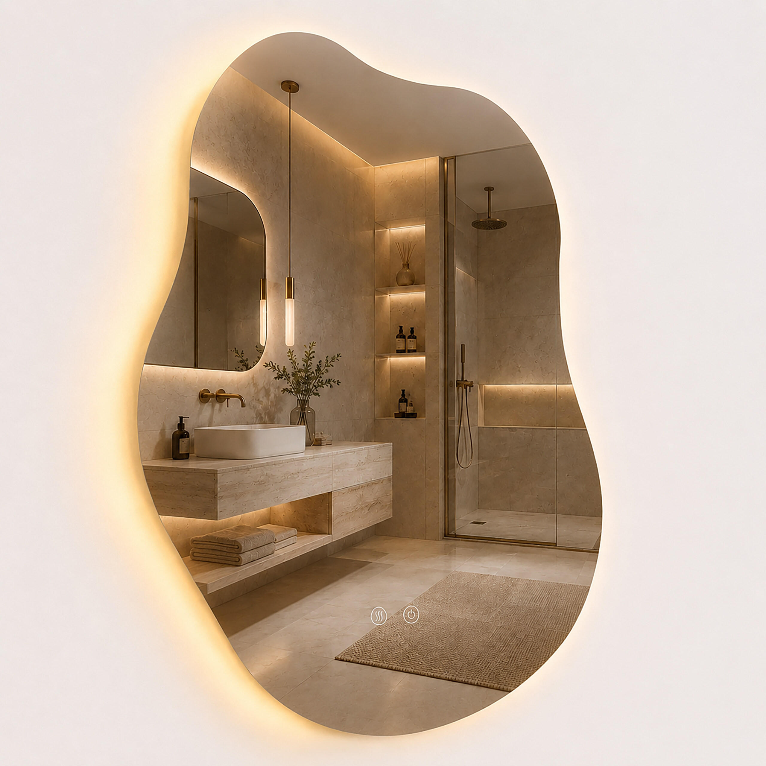 BADSPIEGEL Silber LED Anti-Beschlag Touch 80x52 cm - Transparent, Glas/Kunststoff (52/80/3cm) - Relaxdays