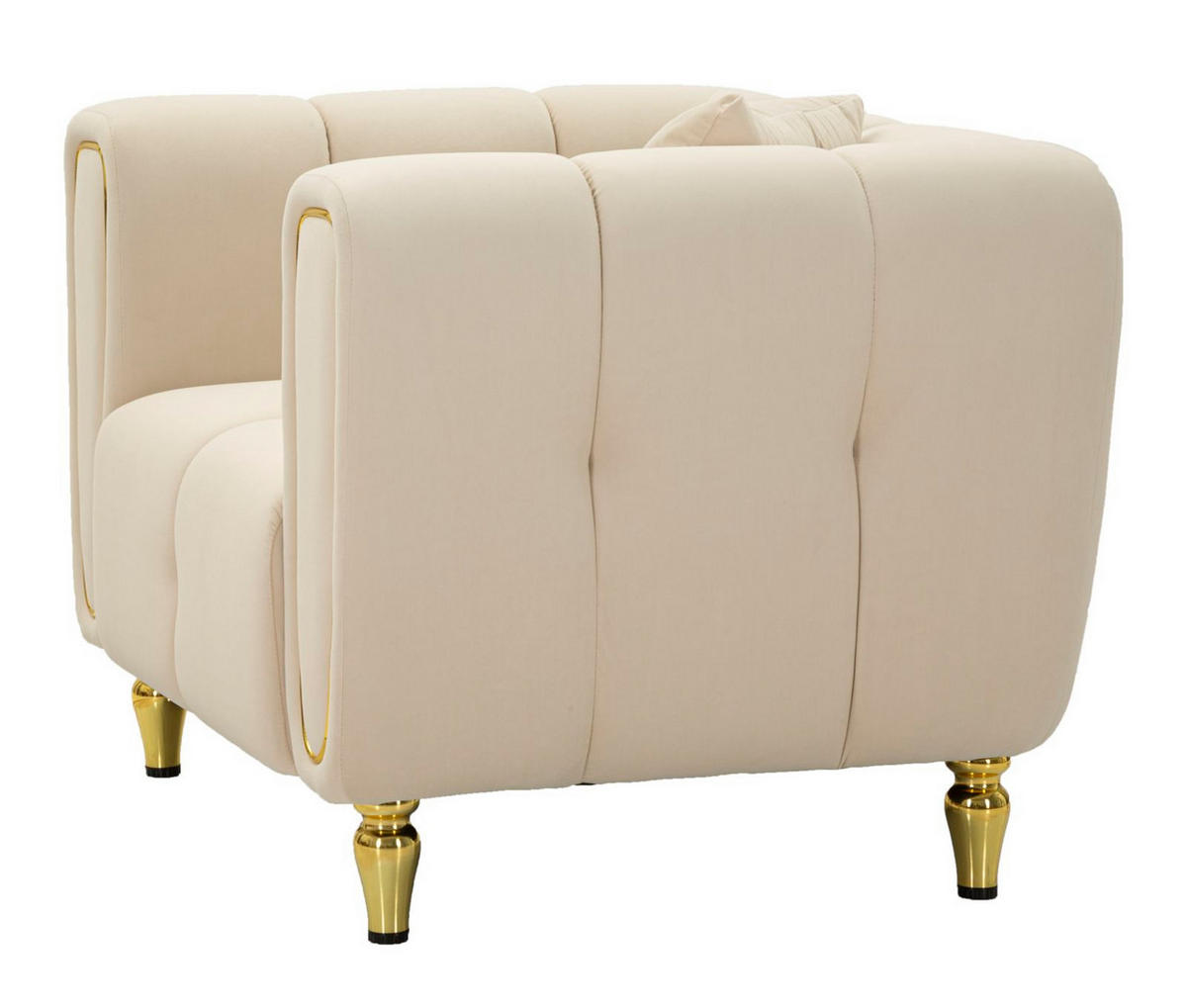 SESSEL Alma Cushion, cremefarben und goldfarben, Polyester, Eukalyptusholz, Kiefernholz, Sperrholz und Metall, 81 x 97 x 71 cm - Goldfarben/Creme, Holz/Holzwerkstoff (81/71/97cm) - Mauro Ferretti