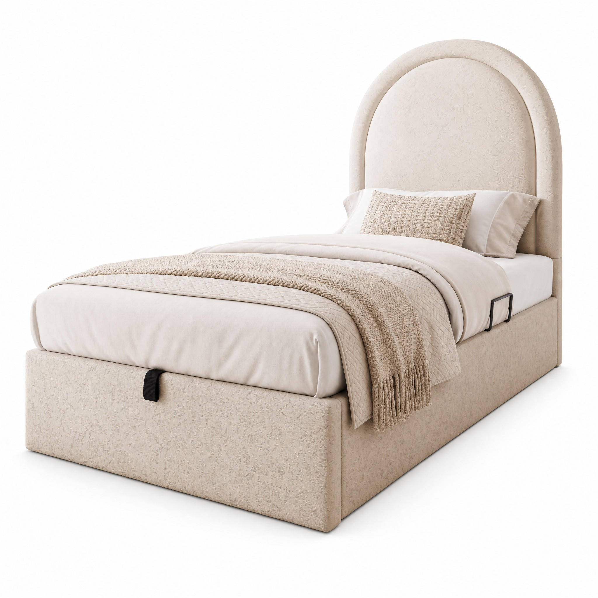 KINDERBETT 90/190 cm in Beige mit Bettkasten und Lattenrost - Beige, Holzwerkstoff/Textil (90/190cm) - STILVORA