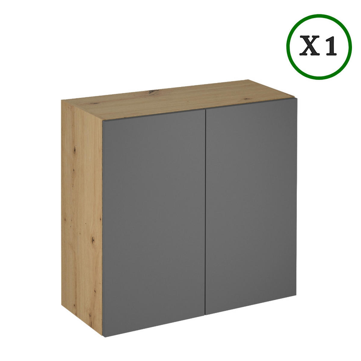 KÜCHENZEILE 240 cm - Langen K25-M240 - in Artisan Eiche/Grau - Eiche Artisan/Grau, Holz/Metall (240/210/47cm)