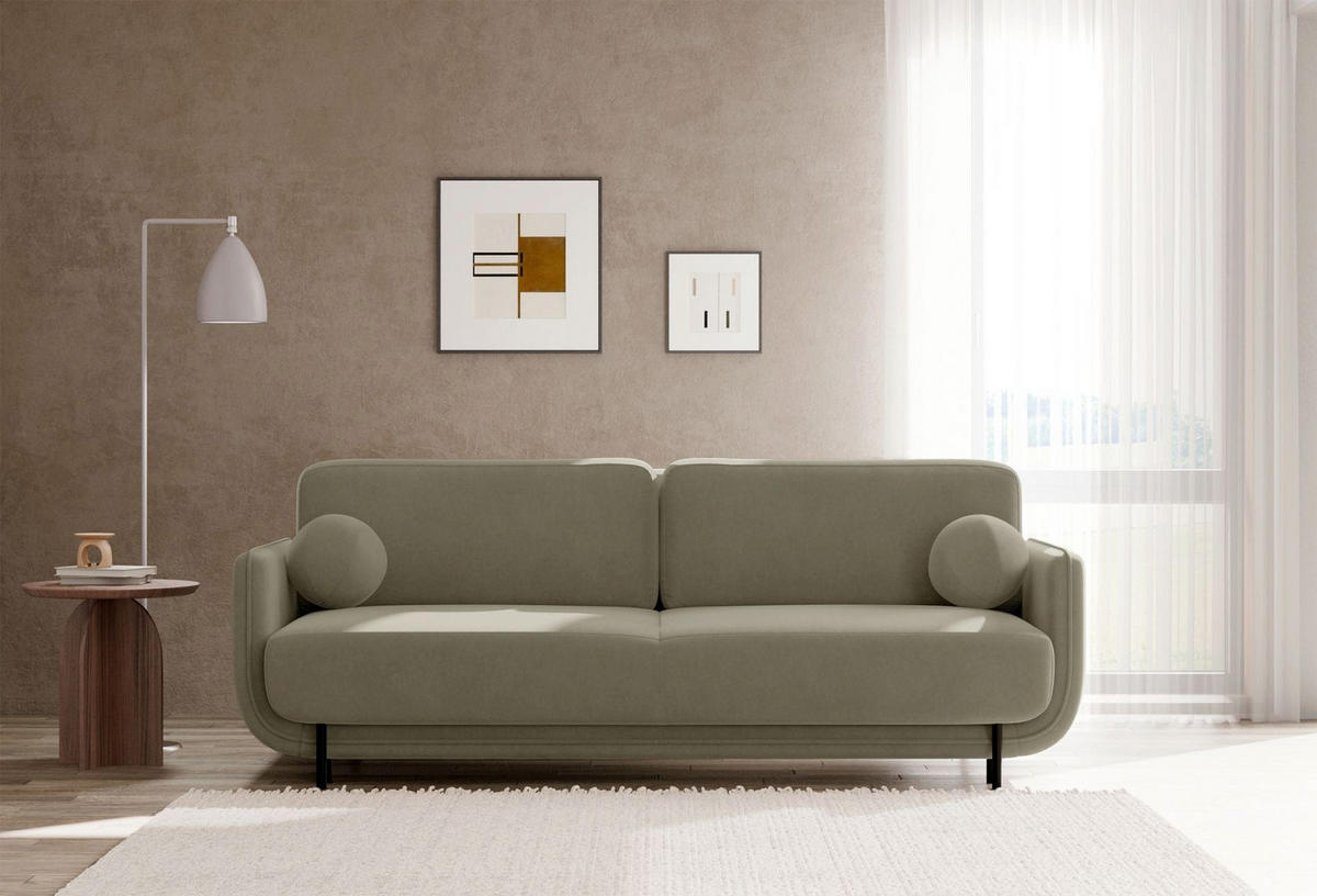 SCHLAFSOFA Ovals Salbeigrün - Schwarz/Hellgrün, Textil/Metall (236/95/96cm) - Selsey