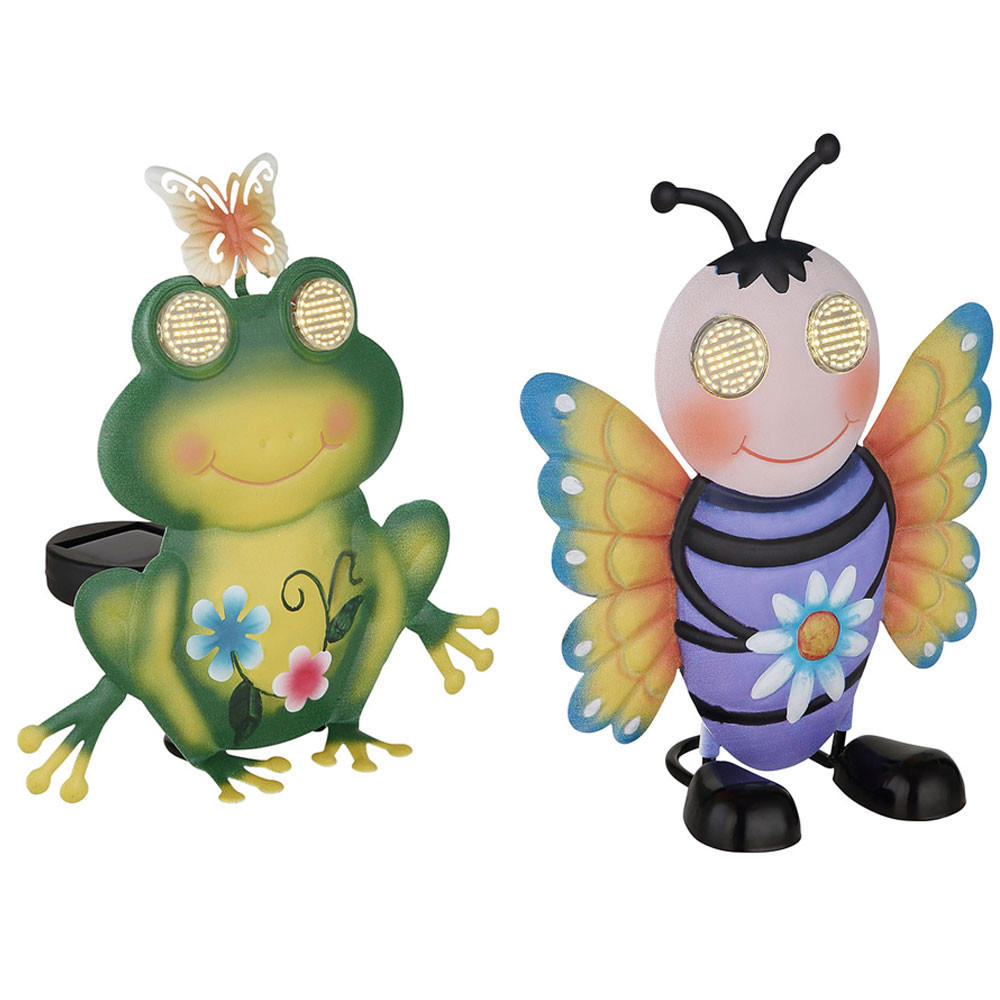 2X SOLARLEUCHTE Frosch Biene Metall bunt matt LED - Multicolor, Metall (21.5/8/22cm) - Globo Lighting