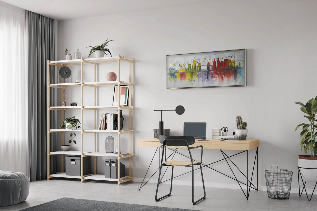 OLEJOMAĽBA 120/60 cm, Mesto a architektúra - sivá, drevo/textil (120/60cm) - KUNSTLOFT