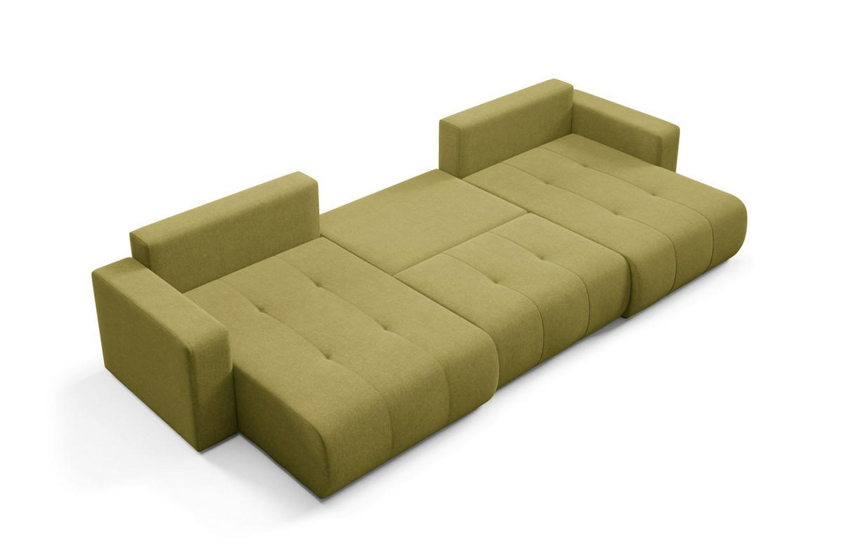 WOHNLANDSCHAFT Augusto - Dunkelgrün, Holzwerkstoff/Textil (344/82/149cm) - Fun Möbel