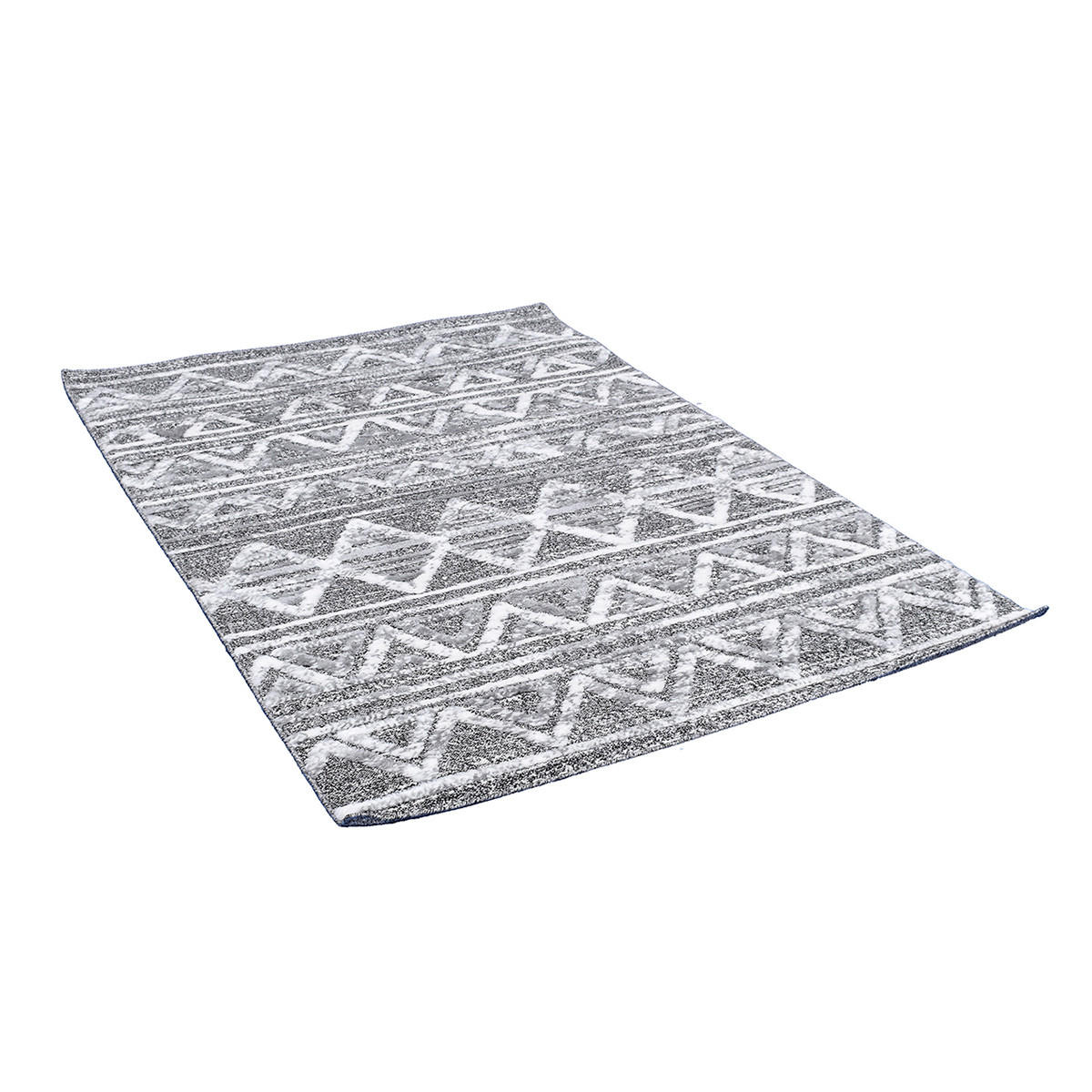 TEPPICH Berber Reliefmuster Wei? Grau 160x230 cm ERGA - Dunkelgrau, Textil (160/230cm) - Miliboo