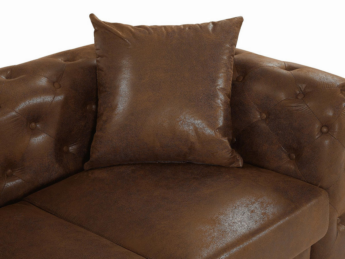 SITZHOCKER - 1 -Sitzer - Microfaser - braun - EDWINA - Braun, Textil (103/44/62cm) - Vente-Unique