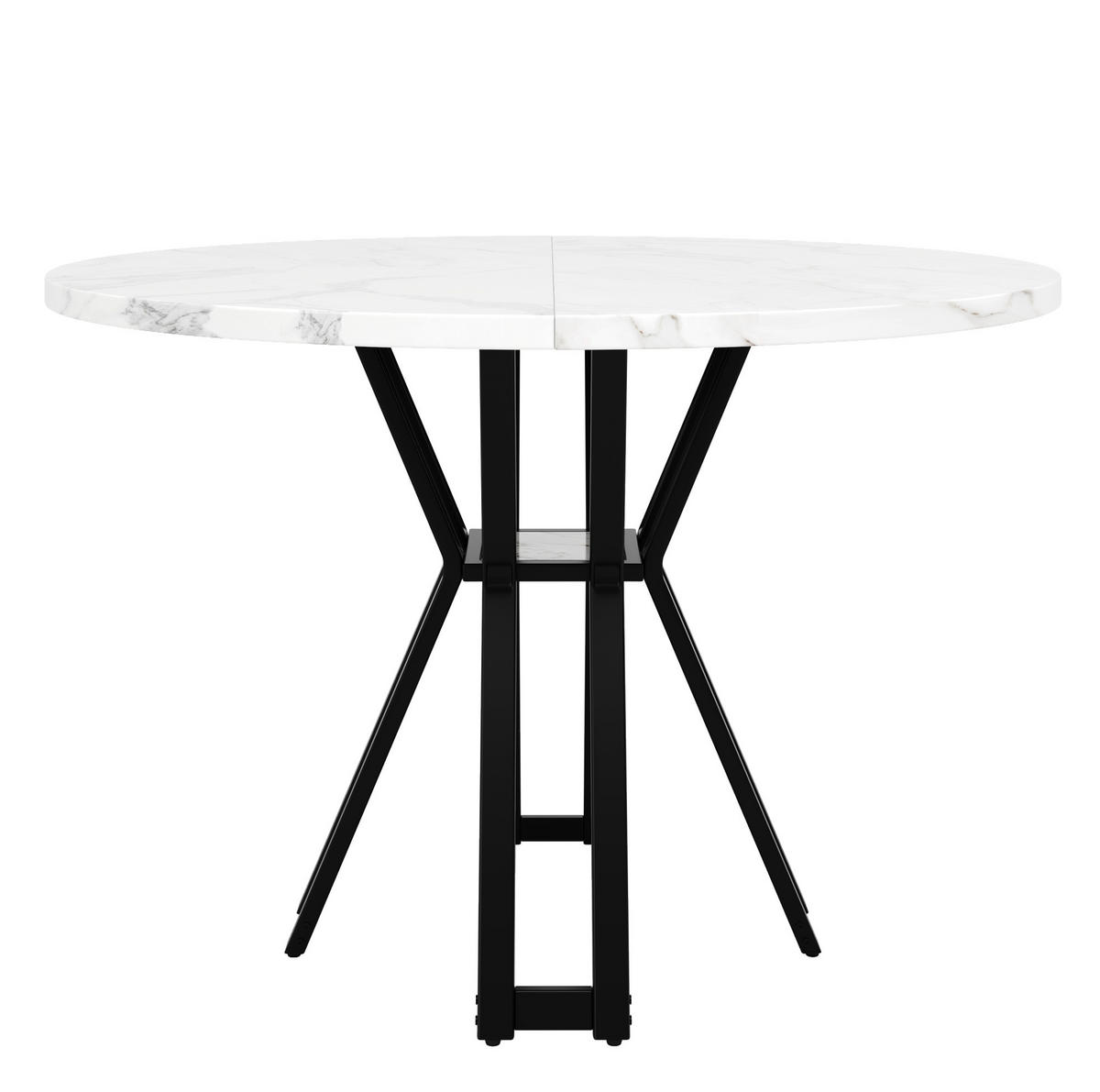 JEDÁLENSKÝ stôl, 100/100/76 cm čierny, MDF s mramorovým dekorom - biela, kompozitné drevo (100/100/76cm) - BEAOK