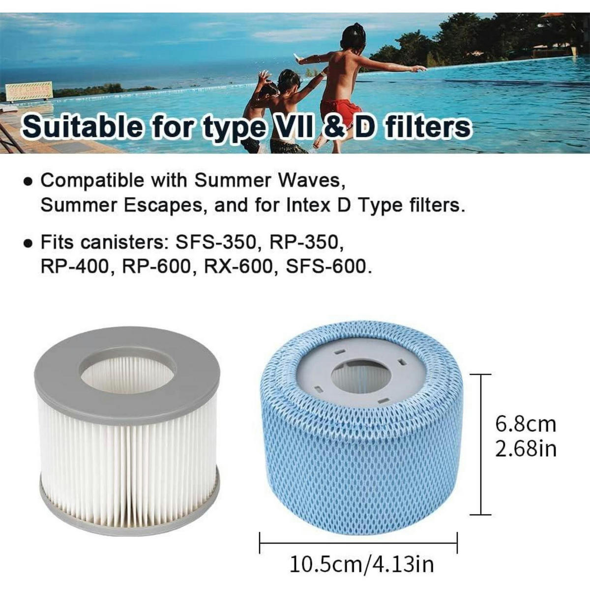 FILTERKARTUSCHEN 2-teiliges Set mit Schutznetzen für Mspa Whirlpools - Hellblau, Kunststoff (10.2/10.2/13.5cm)
