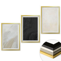 WANDBILDER 3er Set - 40x60 cm Goldrahmen - Strukturen schattieren Minimalismus - Goldfarben, Kunststoff (40/60cm) - ArtPrintCave