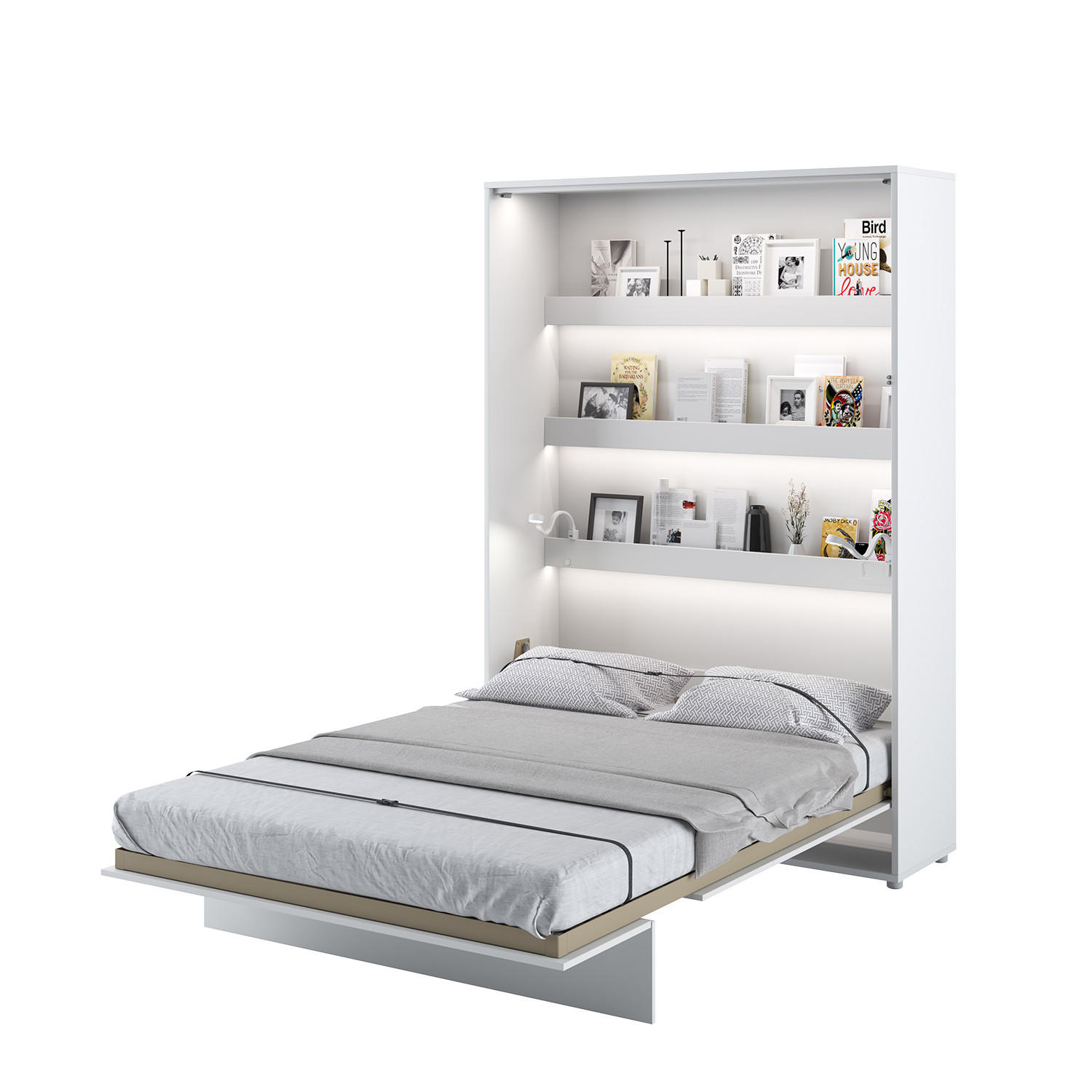 SCHRANKBETT BC-01 - 140x200cm Vertikal - Weiß Mat - Weiß, Holzwerkstoff (140/200cm) - Meblini