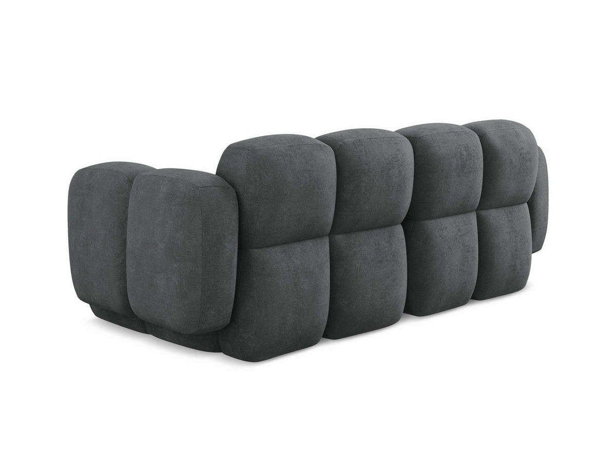 2-SITZER SOFA Chenille Stoff Grau - Dunkelgrau/Schwarz, Holzwerkstoff/Kunststoff (210/72/115cm) - Makamii