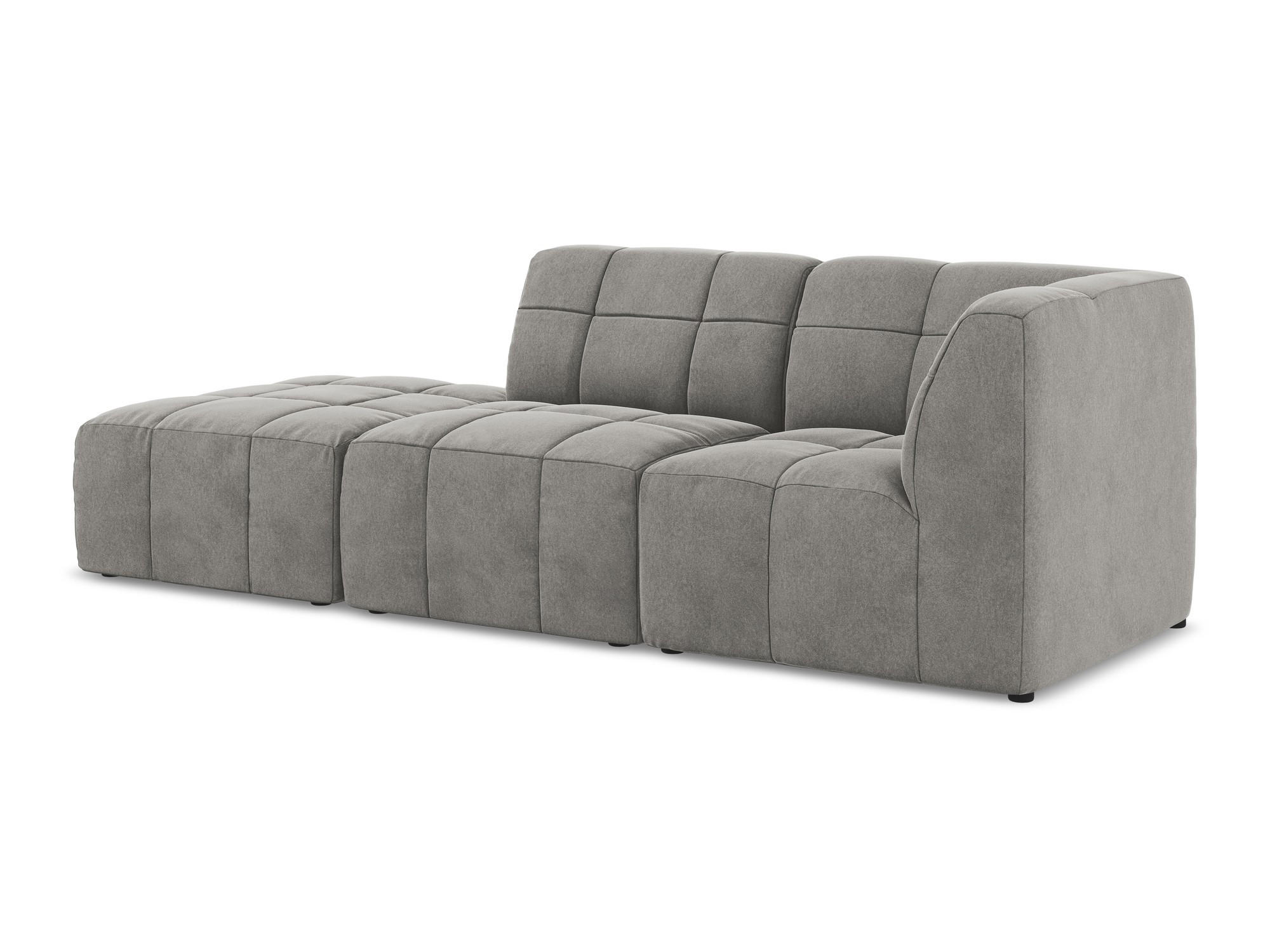 ECKSOFA Links Samt Stoff Grau - Schwarz/Grau, Holzwerkstoff/Kunststoff (240/90cm) - Makamii