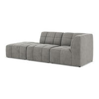ECKSOFA Links Samt Stoff Grau - Schwarz/Grau, Holzwerkstoff/Kunststoff (240/90cm) - Makamii