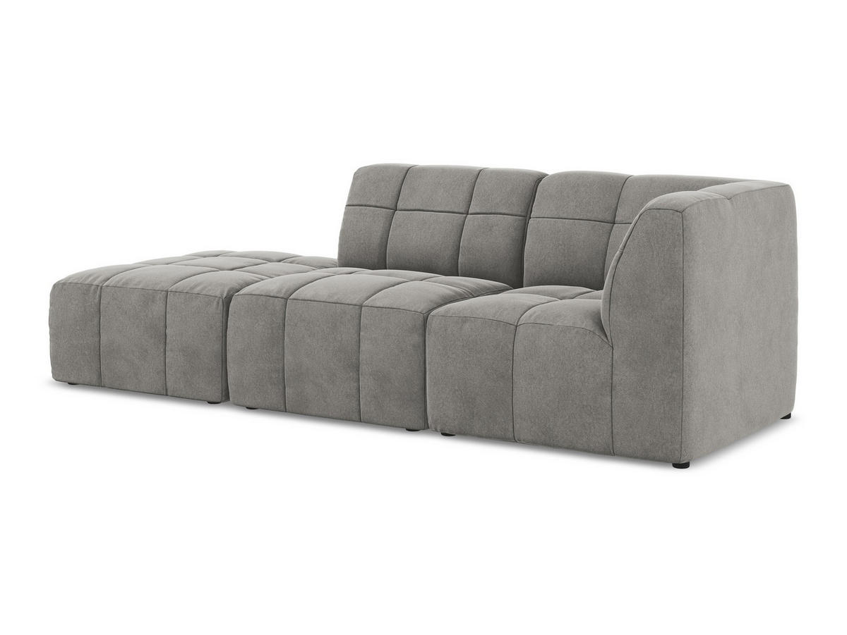 ECKSOFA Links Samt Stoff Grau - Schwarz/Grau, Holzwerkstoff/Kunststoff (240/90cm) - Makamii
