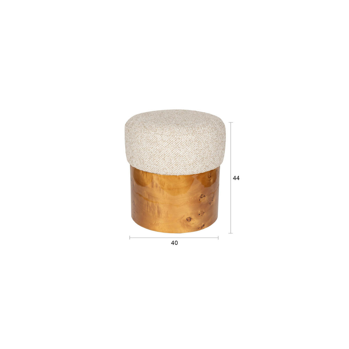 SITZHOCKER Burlin Beige - Beige, Holz (40/44/40cm) - Dutchbone