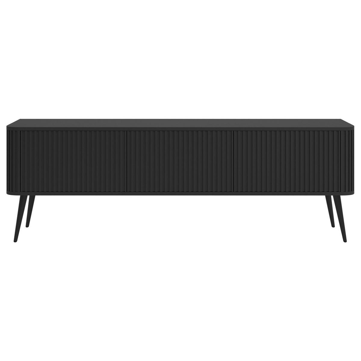 TV-LOWBOARD Ovarlo Schwarz mit Metallbeinen 163 cm - Schwarz, Holzwerkstoff/Metall (163.2/49.2/38cm) - Selsey