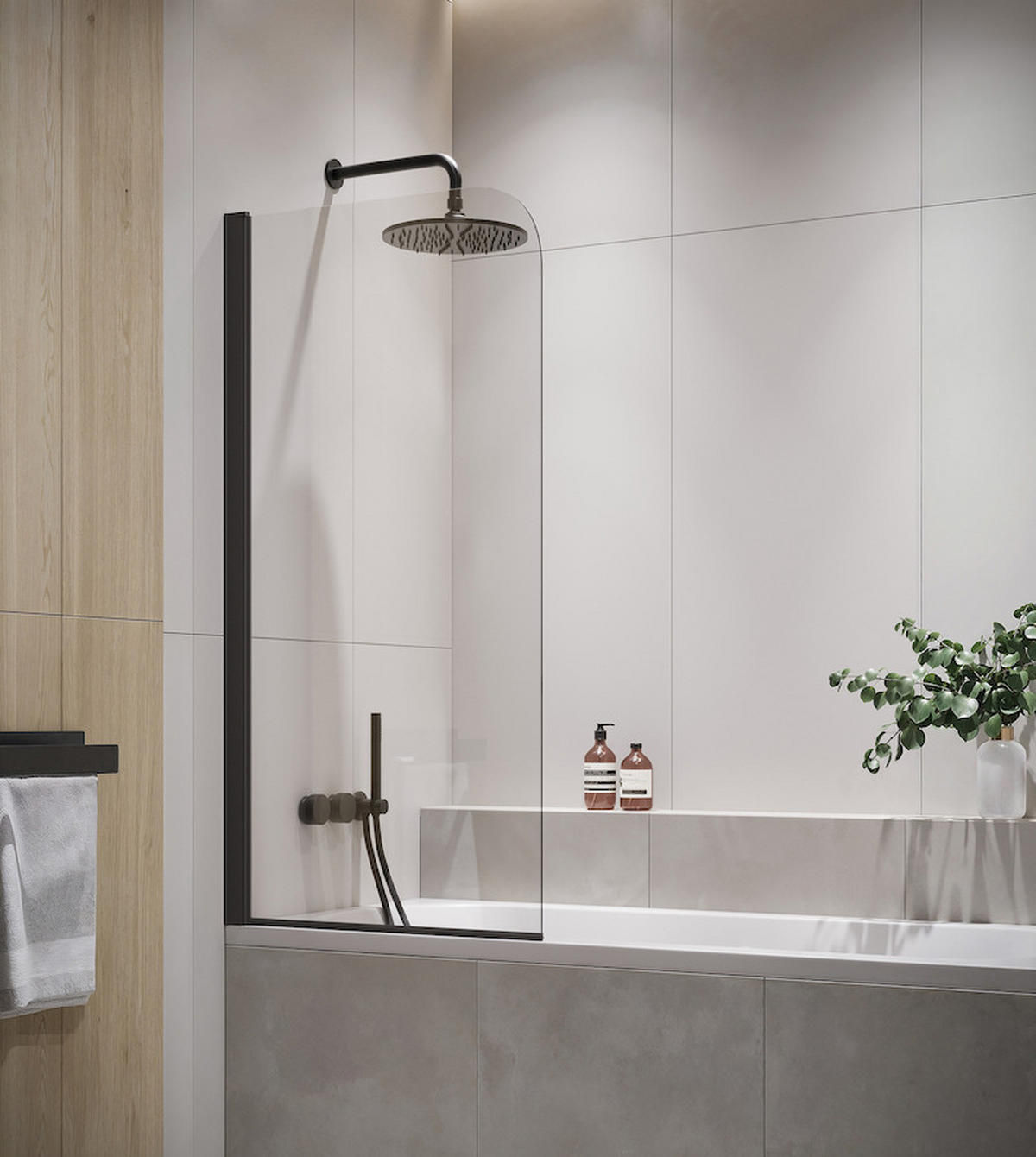 BADEWANNE Torino 1 Teil cm Schwarz - 60 x 140 cm - Schwarz, Glas (60/140cm) - Badplaats