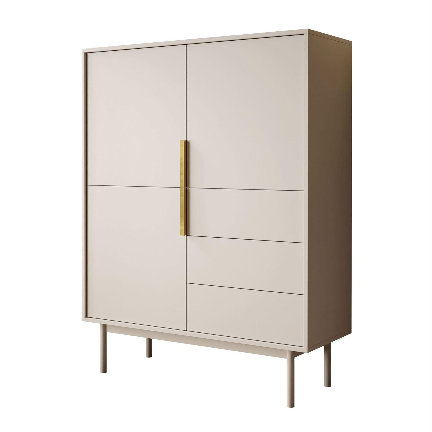HIGHBOARD MIRACLE 3D3S mit Schubladen dreitrürig Kaschmir - Kaschmir, Holzwerkstoff (104/134/39cm) - Lookway