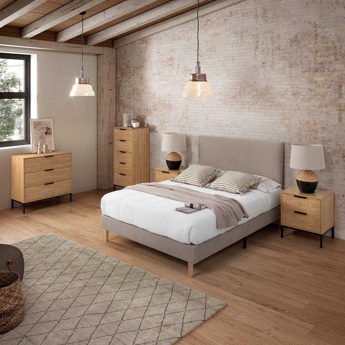NACHTTISCH Monica 2 schubladen in Eichenfarbe - Honigeiche, Holzwerkstoff (50/55/40cm) - VS Venta-stock
