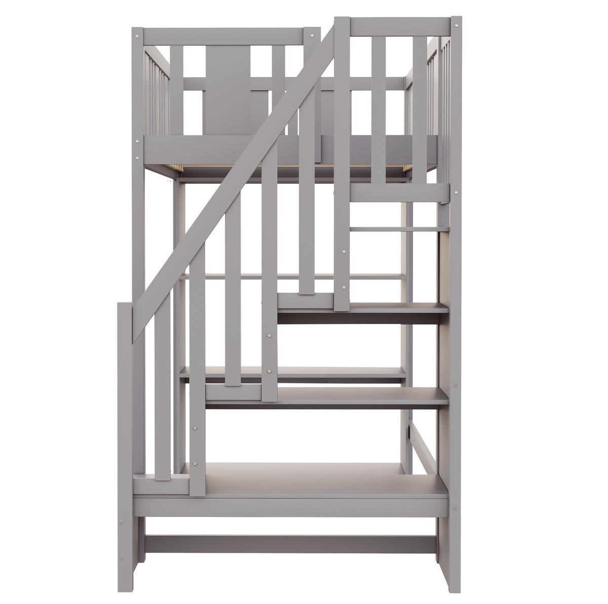 HOCHBETT mit Stauraum 90x200 cm Kiefernholz Grau - Grau, Holzwerkstoff (90/200cm) - Beauniv