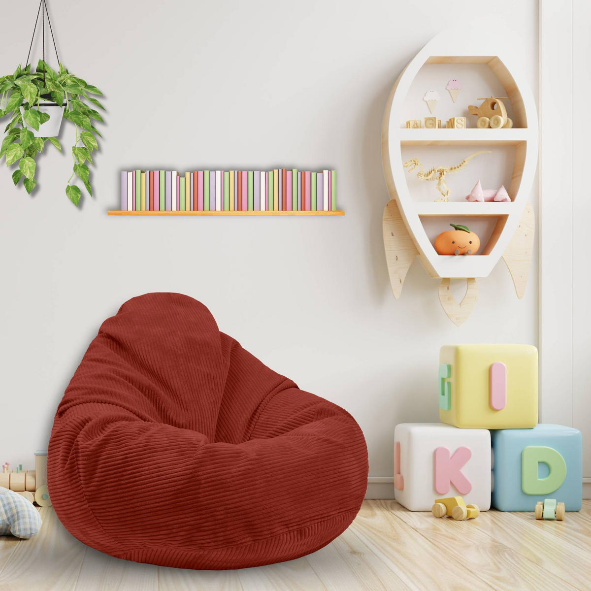 SITZSACK PARADISE MIT FUßSTÜTZE Kordsamt 2-tlg Indian tan S - Cognac/Braun, Textil (70/70/70cm) - Dreamroots
